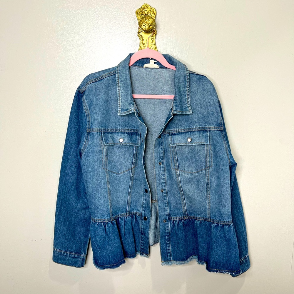 Curvy Ruffle Denim Jacket